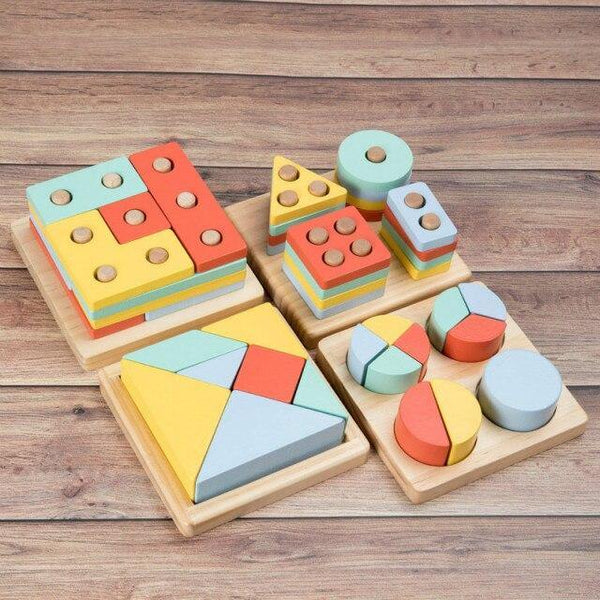 تحميل الصورة في عارض الصور ، 4 Pcs Montessori Building Block Puzzle CNF1 - HN Bazar 
