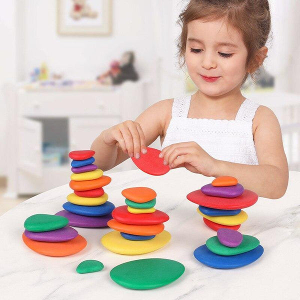 Load image into Gallery viewer, Rainbow Stacking Jenga Natural Solid wood CNF1 - HN Bazar 
