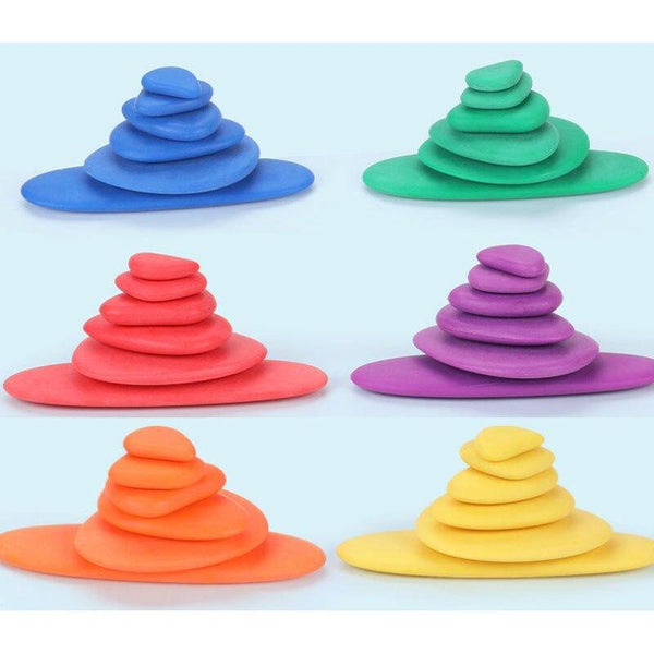 Load image into Gallery viewer, Rainbow Stacking Jenga Natural Solid wood CNF1 - HN Bazar 
