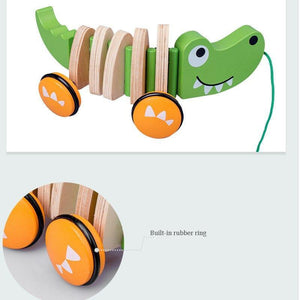 Crocodile / Puppy Wooden Pull Cord Toddler Cart Train CNF1 - HN Bazar 