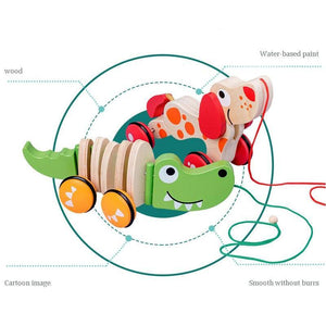 Crocodile / Puppy Wooden Pull Cord Toddler Cart Train CNF1 - HN Bazar 