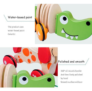 Crocodile / Puppy Wooden Pull Cord Toddler Cart Train CNF1 - HN Bazar 
