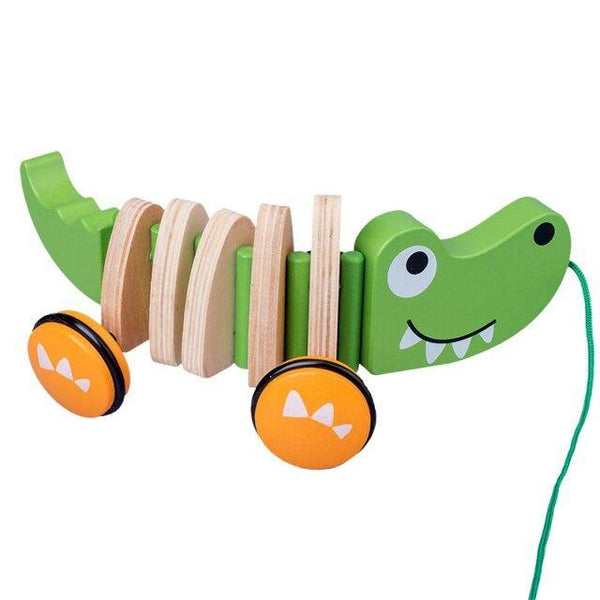 Load image into Gallery viewer, Crocodile / Puppy Wooden Pull Cord Toddler Cart Train CNF1 - HN Bazar 
