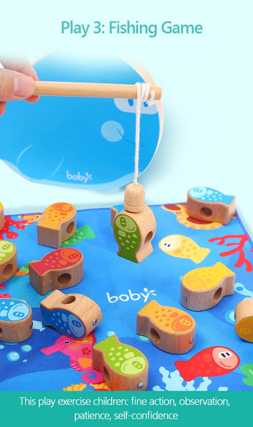Load image into Gallery viewer, Four in one Magnetic Fishing Beaded Game CNF1
