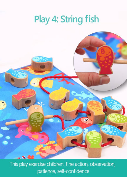 Load image into Gallery viewer, Four in one Magnetic Fishing Beaded Game CNF1
