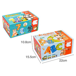 Wooden Number & Alphabet Puzzle with Colorful Patterns CNF6