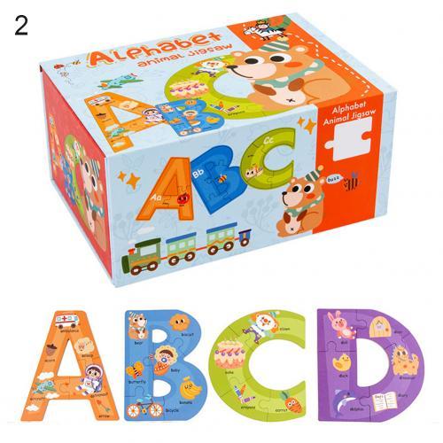 Load image into Gallery viewer, Wooden Number &amp; Alphabet Puzzle with Colorful Patterns CNF6

