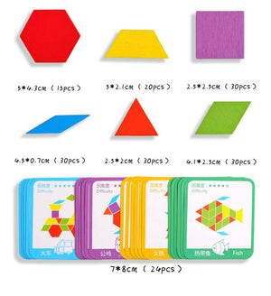 155 Pcs Wooden Geometric Jigsaw Puzzles Board CNF7