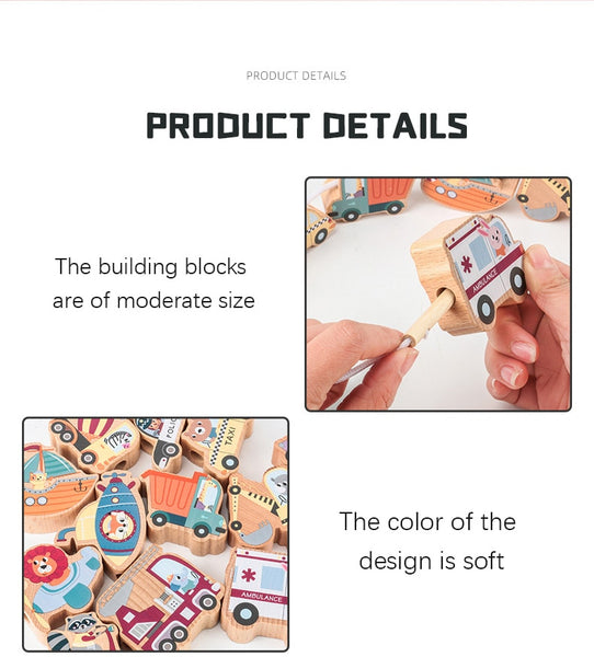 Load image into Gallery viewer, Large Blocks Cartoon Wooden Beads CNF5
