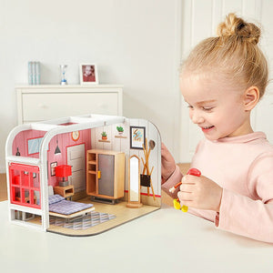 Wooden Doll House With Furniture CNF D