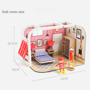 Wooden Doll House With Furniture CNF D