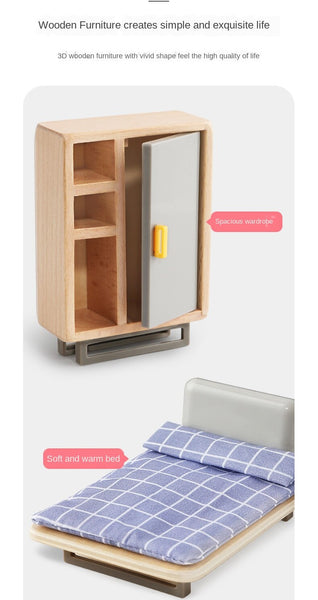 Load image into Gallery viewer, Wooden Doll House With Furniture CNF D
