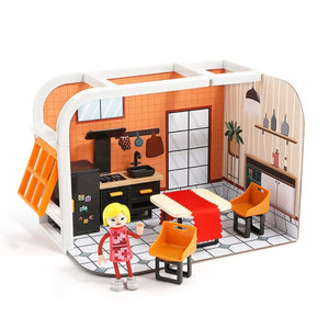 Wooden Doll House With Furniture CNF D