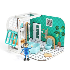 Wooden Doll House With Furniture CNF D