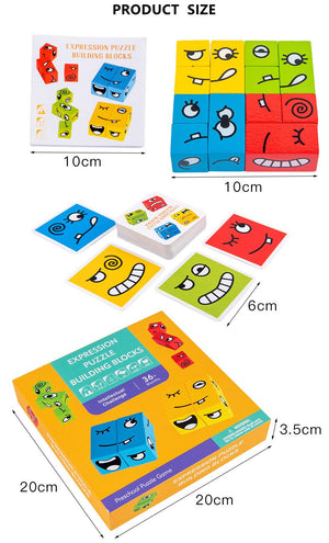 Montessori Wooden Fun Face Changing Cube  CNF7