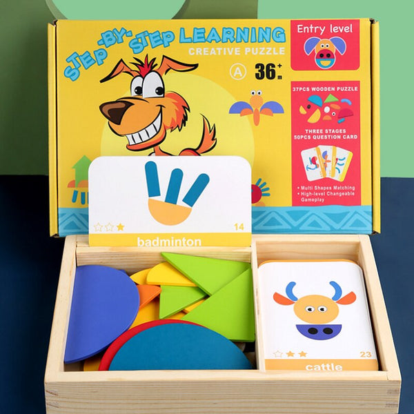 Load image into Gallery viewer, Graphic Card Board Shape Creation Memory Cognitive Wooden Jigsaw Puzzle CNF5
