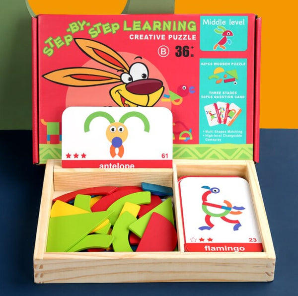 Load image into Gallery viewer, Graphic Card Board Shape Creation Memory Cognitive Wooden Jigsaw Puzzle CNF5
