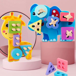 Wooden Geometric Shape Sets of Columns Puzzle CNF5