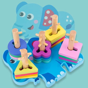 Wooden Geometric Shape Sets of Columns Puzzle CNF5