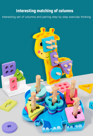Wooden Geometric Shape Sets of Columns Puzzle CNF5