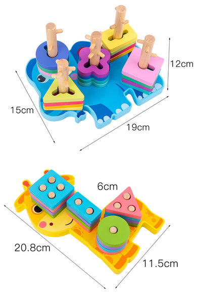 تحميل الصورة في عارض الصور ، Wooden Geometric Shape Sets of Columns Puzzle CNF5
