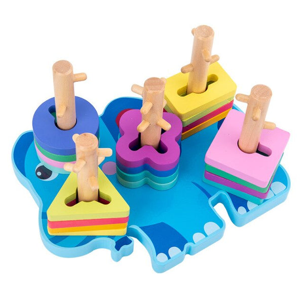 تحميل الصورة في عارض الصور ، Wooden Geometric Shape Sets of Columns Puzzle CNF5
