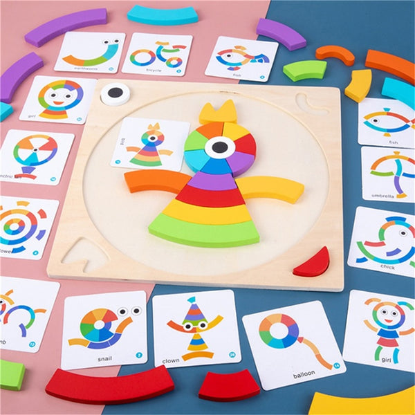 تحميل الصورة في عارض الصور ، Jigsaw Puzzle Rainbow Sensory Wooden Toys CNF5 CNF7
