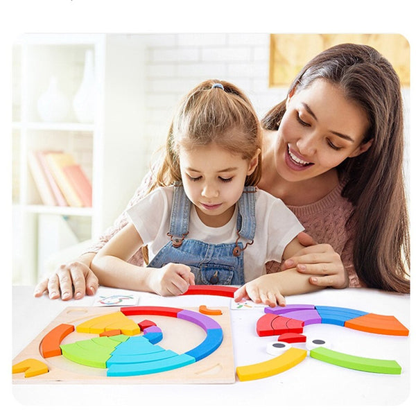 تحميل الصورة في عارض الصور ، Jigsaw Puzzle Rainbow Sensory Wooden Toys CNF5 CNF7
