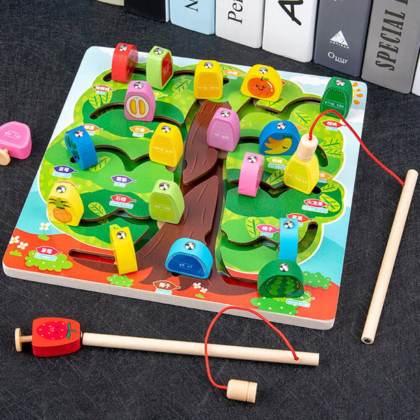 تحميل الصورة في عارض الصور ، Wooden Early Education Magnetic Puzzle Animal Cognitive Matching CNF5
