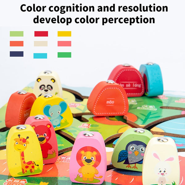 تحميل الصورة في عارض الصور ، Wooden Early Education Magnetic Puzzle Animal Cognitive Matching CNF5
