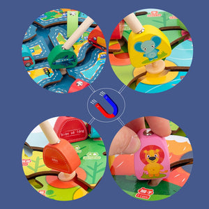 Wooden Early Education Magnetic Puzzle Animal Cognitive Matching CNF5