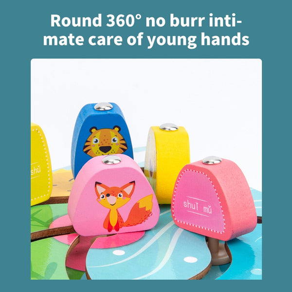 تحميل الصورة في عارض الصور ، Wooden Early Education Magnetic Puzzle Animal Cognitive Matching CNF5
