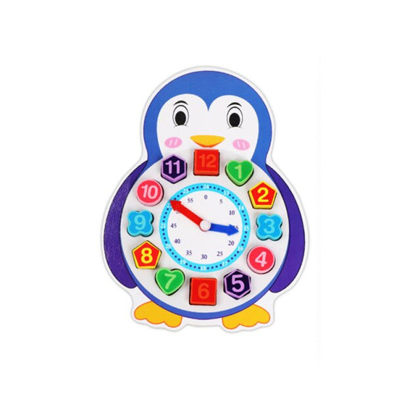 تحميل الصورة في عارض الصور ، Wooden Cartoon Animal Shape Time Cognitive Clock CNF5
