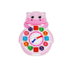 Wooden Cartoon Animal Shape Time Cognitive Clock CNF5