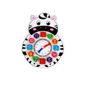 Wooden Cartoon Animal Shape Time Cognitive Clock CNF5