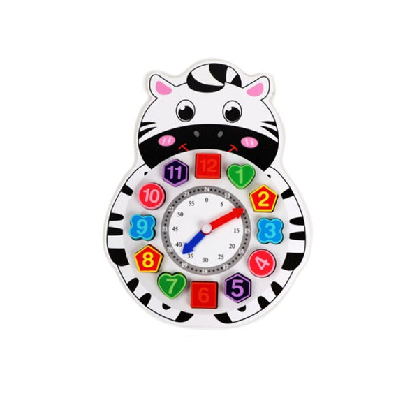تحميل الصورة في عارض الصور ، Wooden Cartoon Animal Shape Time Cognitive Clock CNF5
