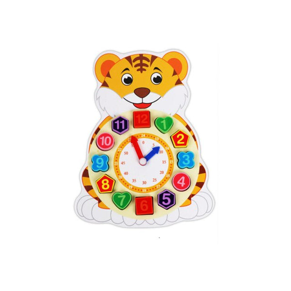 تحميل الصورة في عارض الصور ، Wooden Cartoon Animal Shape Time Cognitive Clock CNF5
