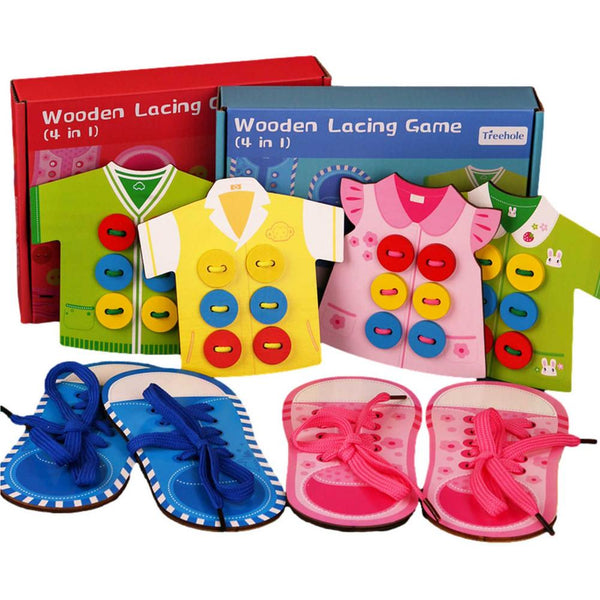 تحميل الصورة في عارض الصور ، 4-In-1 Montessori Woven Shoelace Button Toy CNF5
