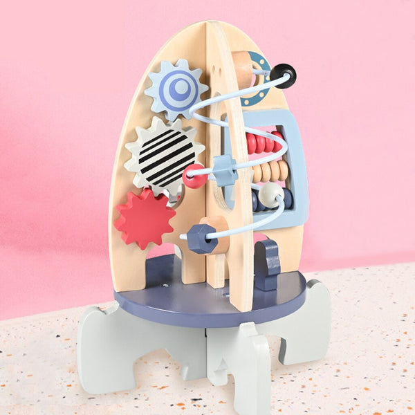 Load image into Gallery viewer, Wooden Rocket Toy Activity Sensory for Toddlers CNF7
