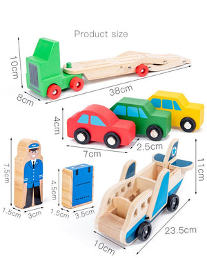 Wooden Trailer Car Airplane Model CNF7