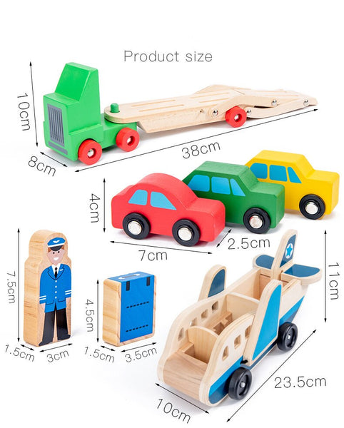تحميل الصورة في عارض الصور ، Wooden Trailer Car Airplane Model CNF7
