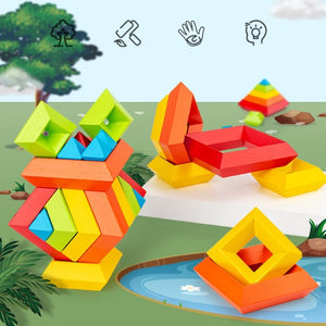 Brain Teaser Puzzle 3D Wooden Wisdom Pyramid CNF7
