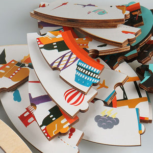 Round Puzzles Montessori Toys Kids Wooden 3d Puzzle Educational Bracket Bricks Board CNF6