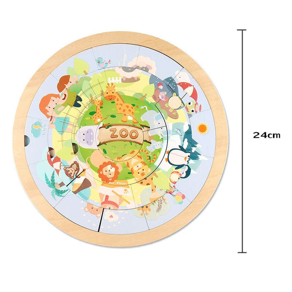 تحميل الصورة في عارض الصور ، Round Puzzles Montessori Toys Kids Wooden 3d Puzzle Educational Bracket Bricks Board CNF6
