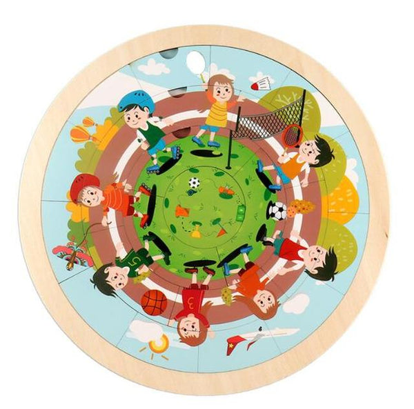تحميل الصورة في عارض الصور ، Round Puzzles Montessori Toys Kids Wooden 3d Puzzle Educational Bracket Bricks Board CNF6
