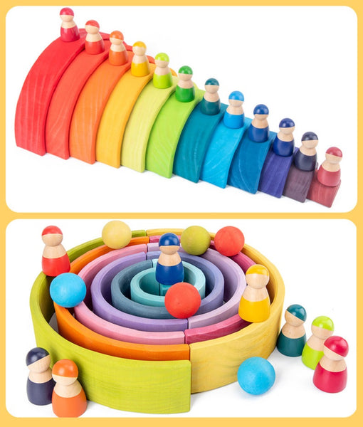 Load image into Gallery viewer, Wooden Rainbow Blocks Montessori Friends CNF7
