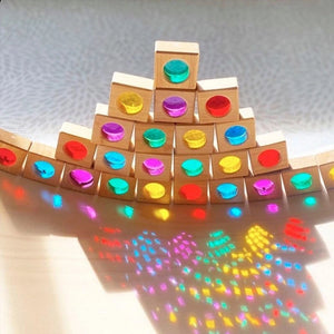 Light Transmission Wooden Rainbow Gem Blocks CNF1