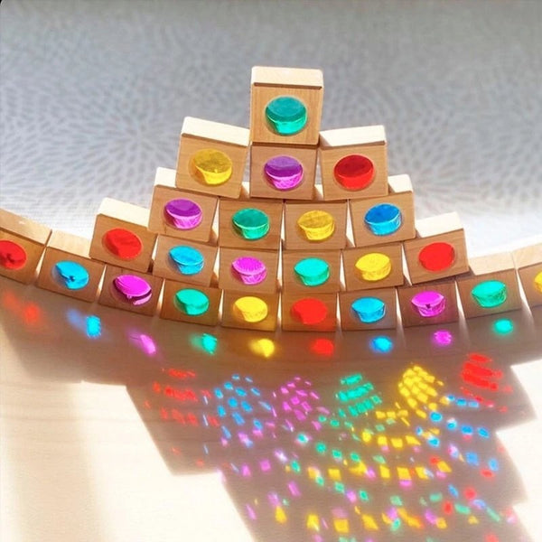 Load image into Gallery viewer, Light Transmission Wooden Rainbow Gem Blocks CNF1

