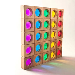 Light Transmission Wooden Rainbow Gem Blocks CNF1