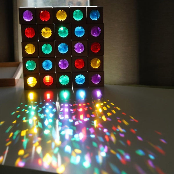 Load image into Gallery viewer, Light Transmission Wooden Rainbow Gem Blocks CNF1
